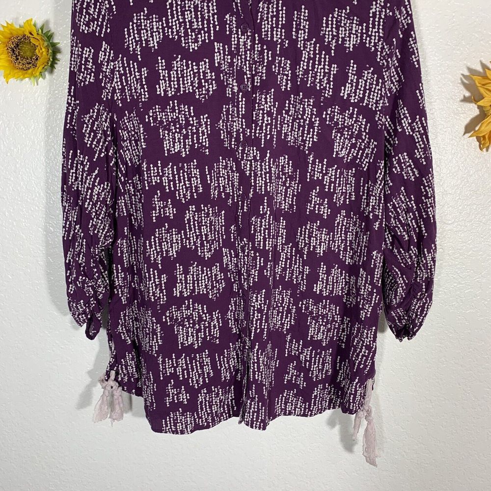 Prescott New York Purple Button Scrunchy Sleeve Blouse Plus Size 1X Women’s - Picture 3 of 11
